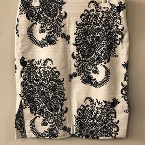 Loft Outlet white and black paisley pencil skirt